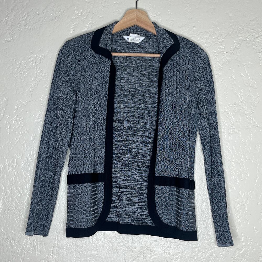 Exclusively Misook Women's‎ Gray Space Dye Open Front Vintage Cardigan XS Petite